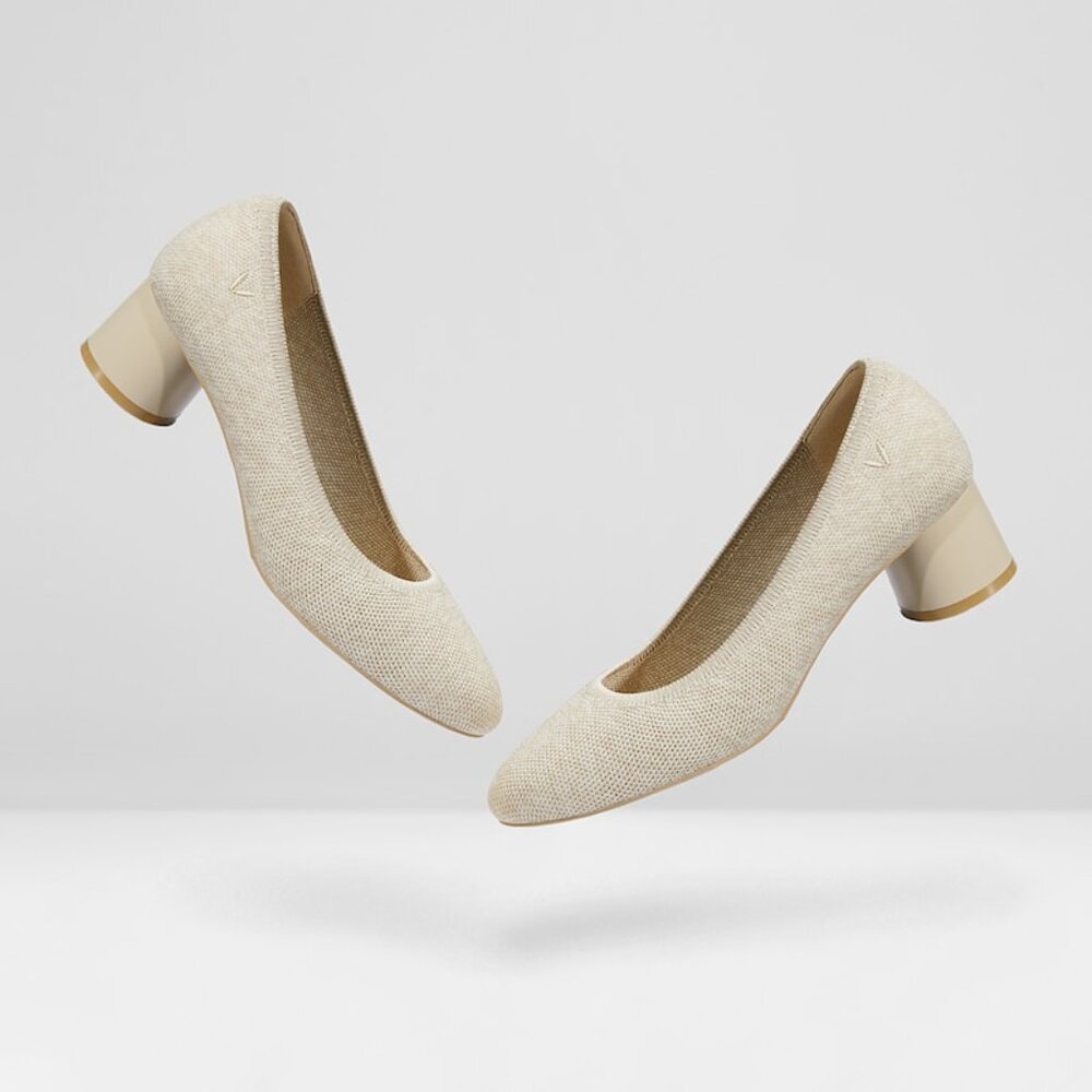 VIVAIA Elvia Women Round Toe Washable Heels in Cream Ivory Size 40